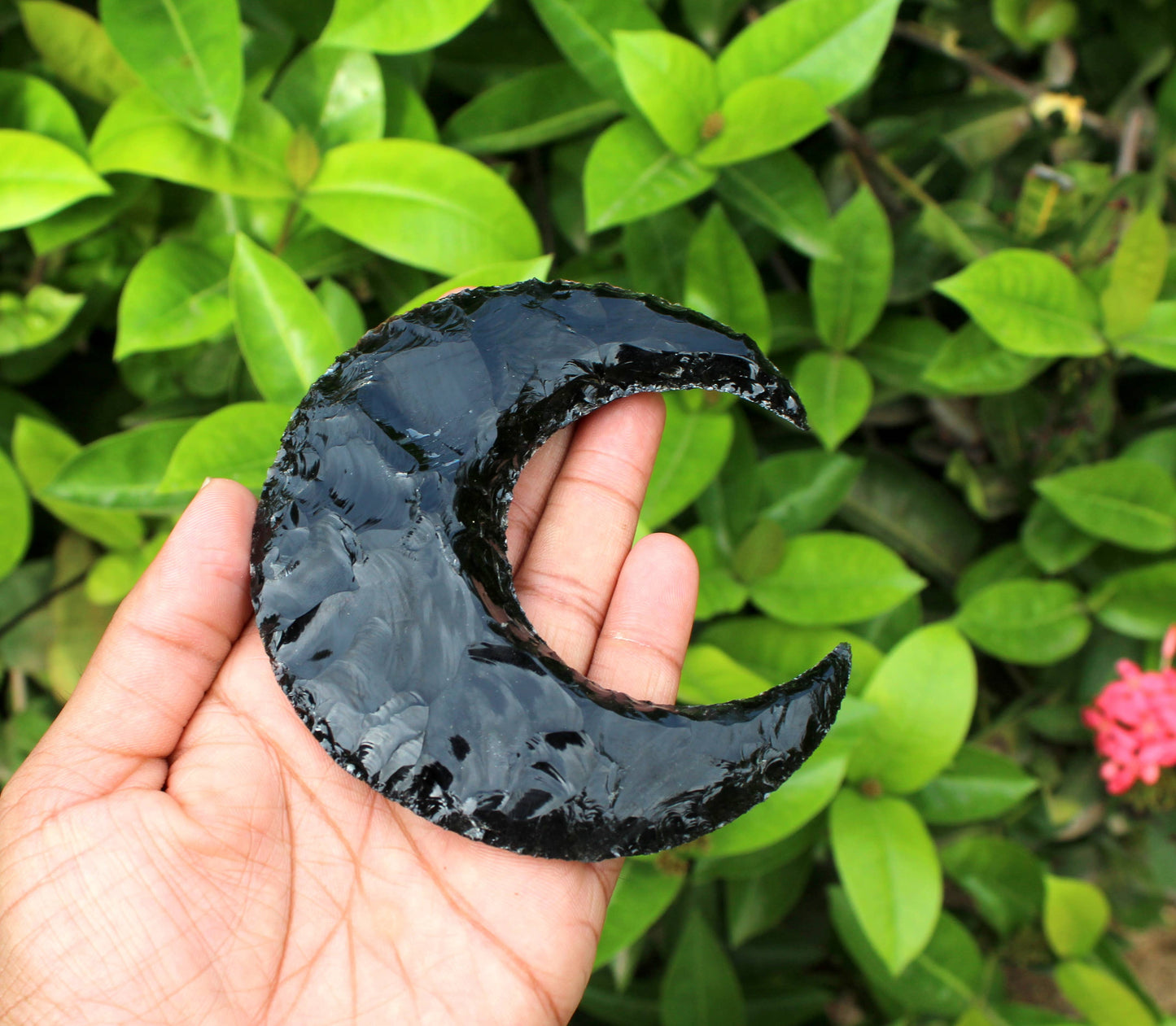 Black Obsidian Crescent Large Moon