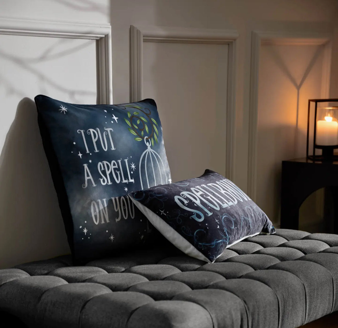 Spellbound Velvet Cushion Black