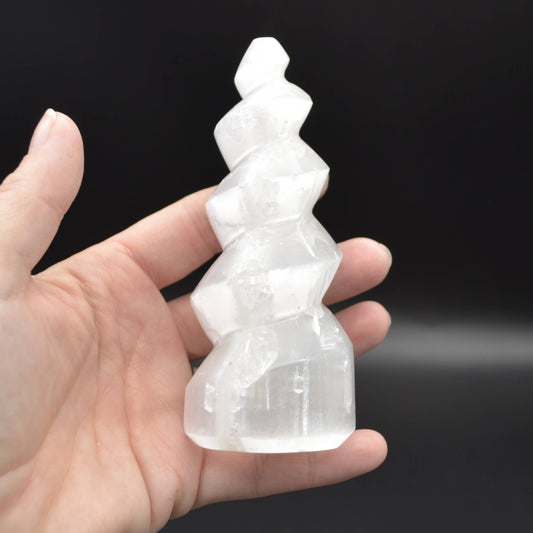 Selenite Unicorn Horn Point / Tower / Wand - 10 cm - 1 Count