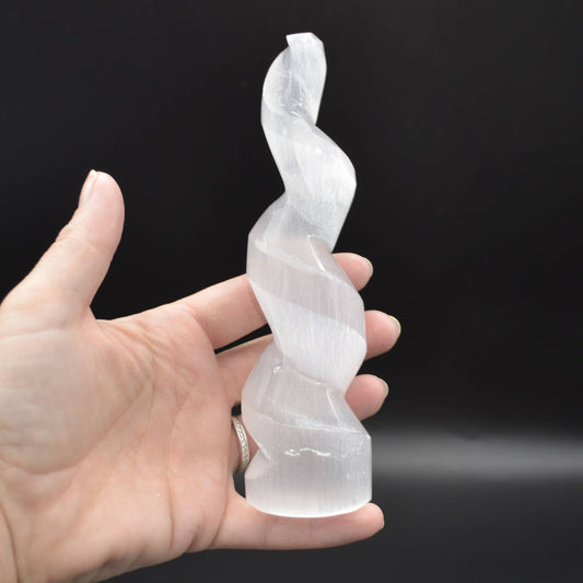 Selenite Unicorn Horn Point / Tower / Wand - 15 cm - 1 Count