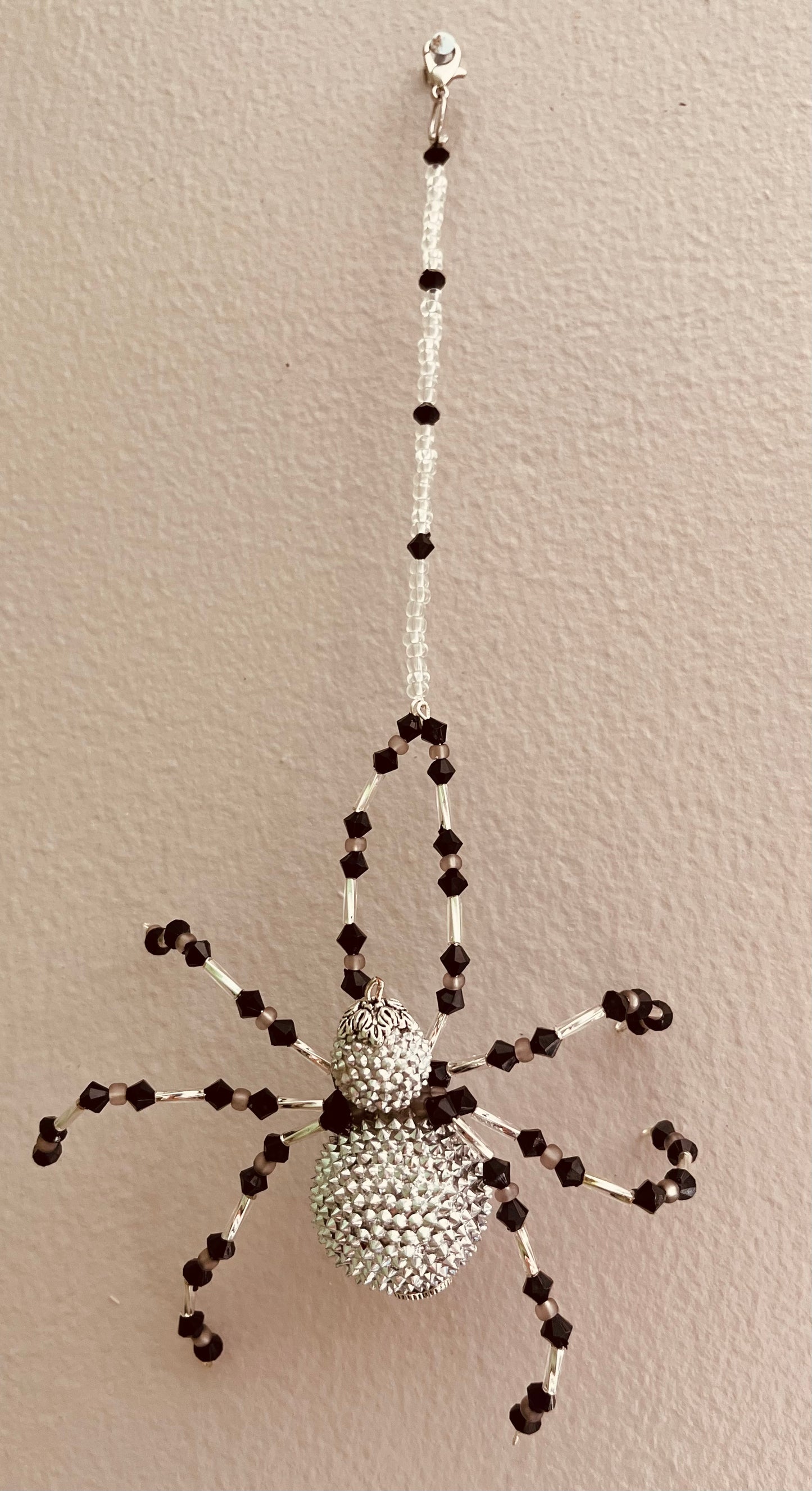 🖤 Handmade Black & Silver Beaded Spider 🖤