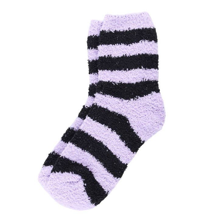 Pastel Goth Purple Striped Socks in Coffin Gift Box