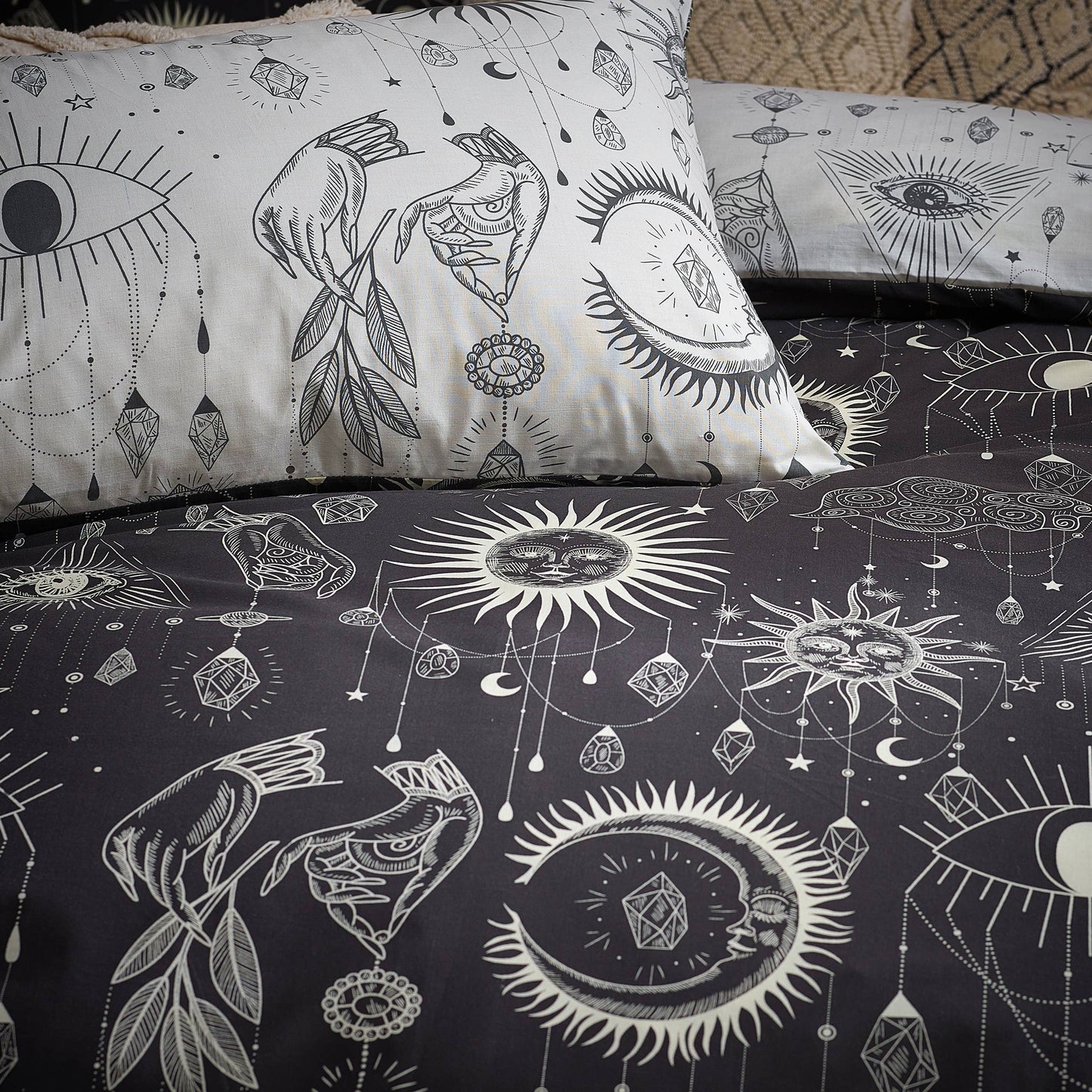 Constellation Celestial Duvet Cover Set Charcoal/Cream