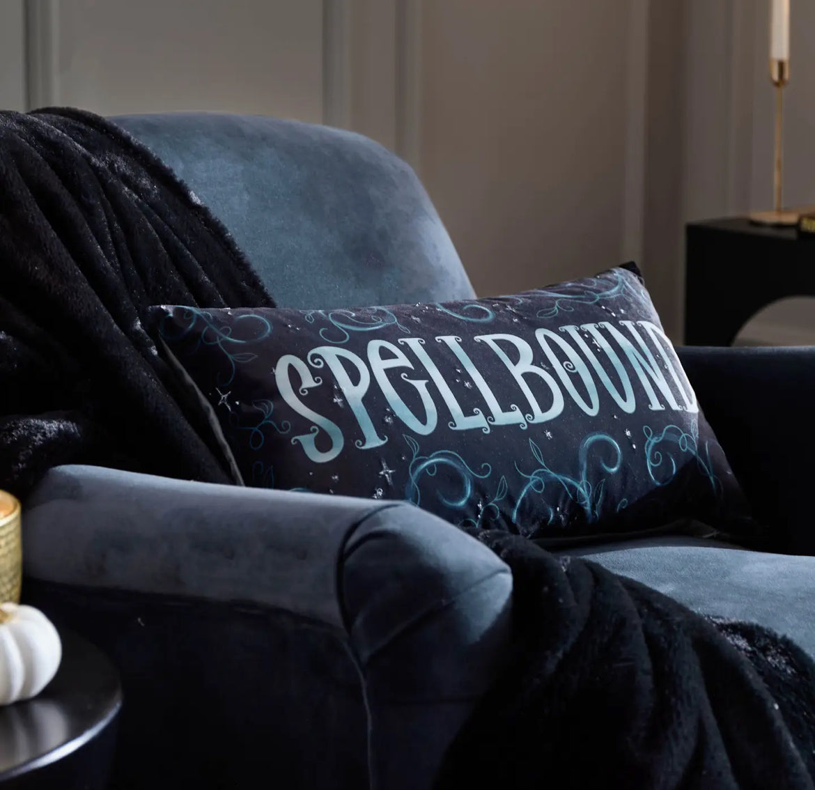 Spellbound Velvet Cushion Black
