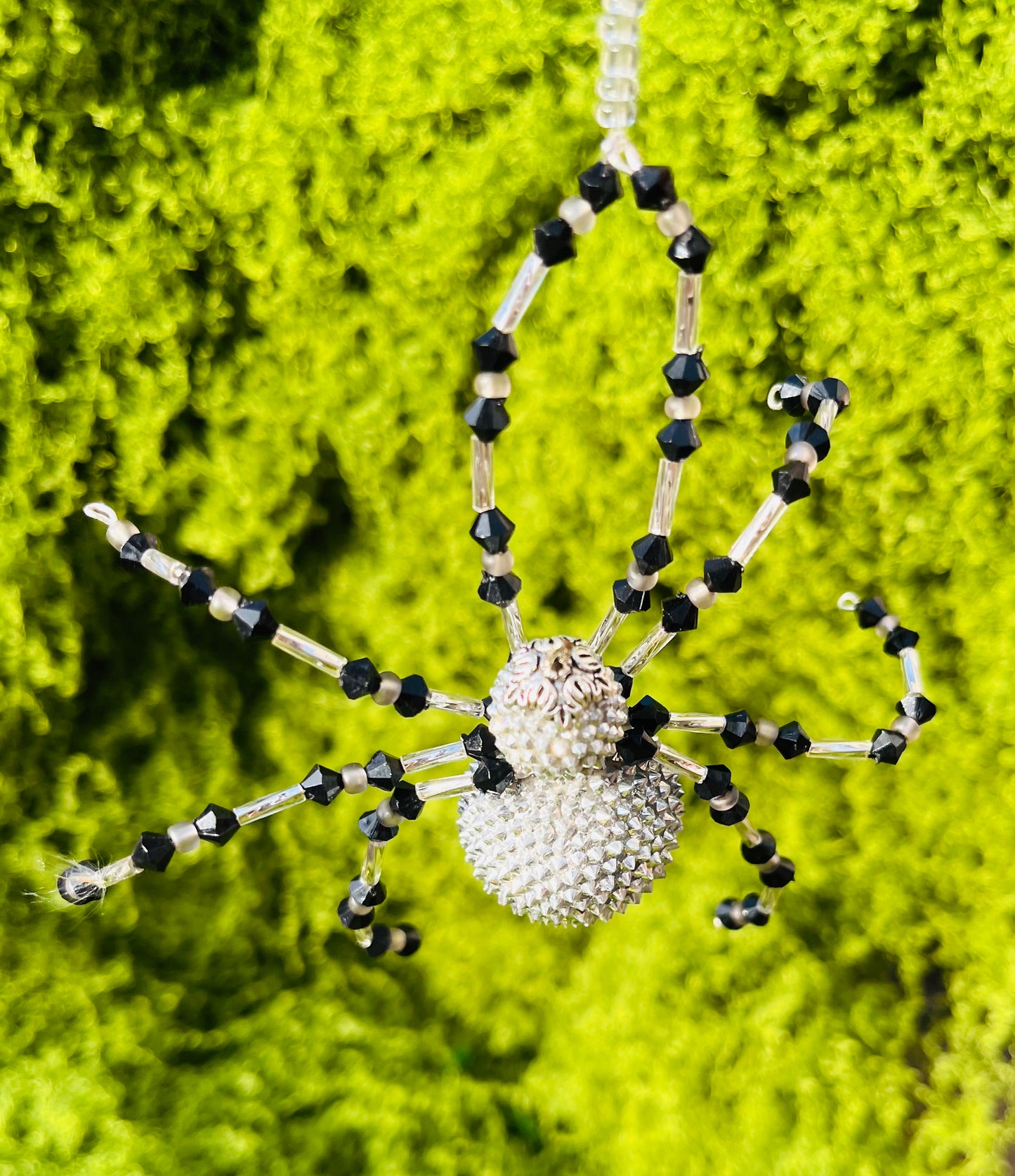 🖤 Handmade Black & Silver Beaded Spider 🖤