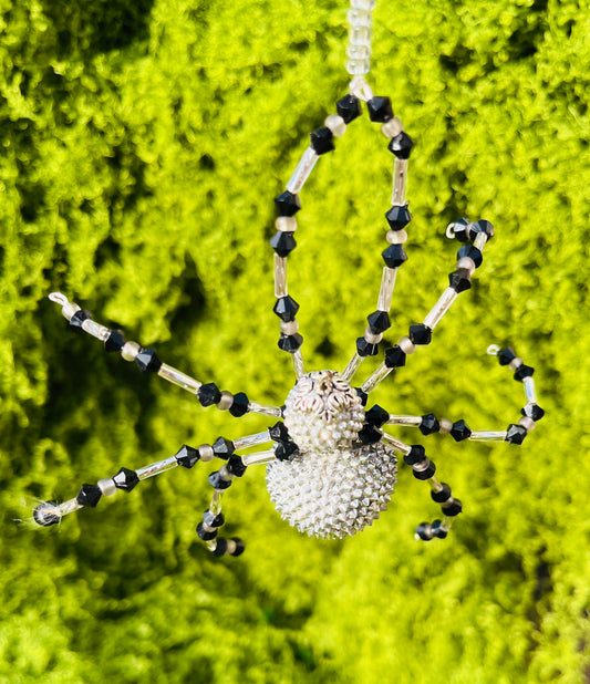 🖤 Handmade Black & Silver Beaded Spider 🖤