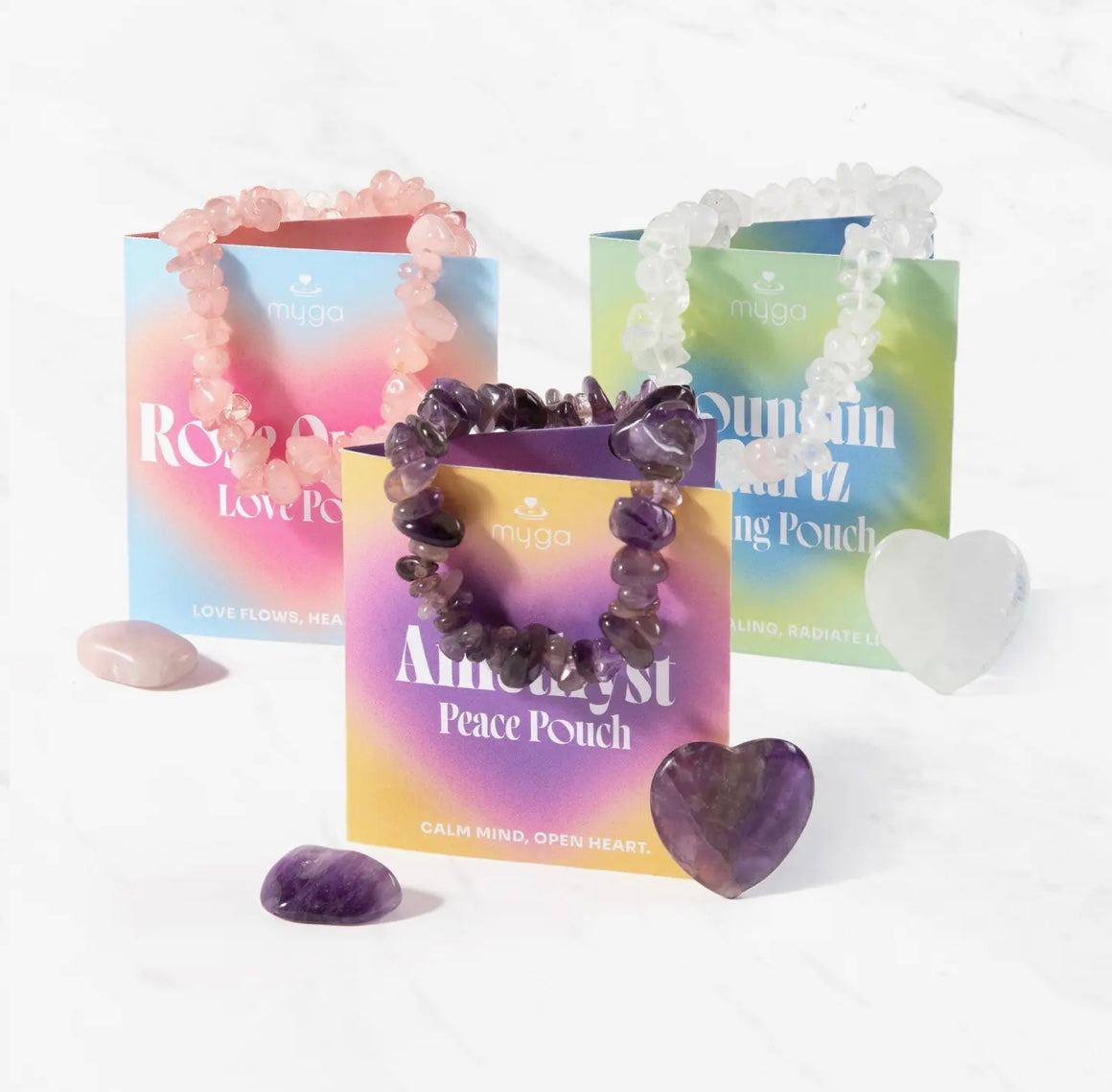 Stone Pouch Collection: Set of 3 Sacred Treasures - Choice of 3 Crystals