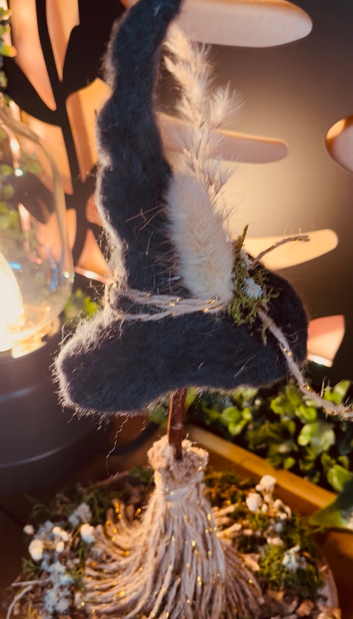Handmade Whimsical Broom & Hat decor