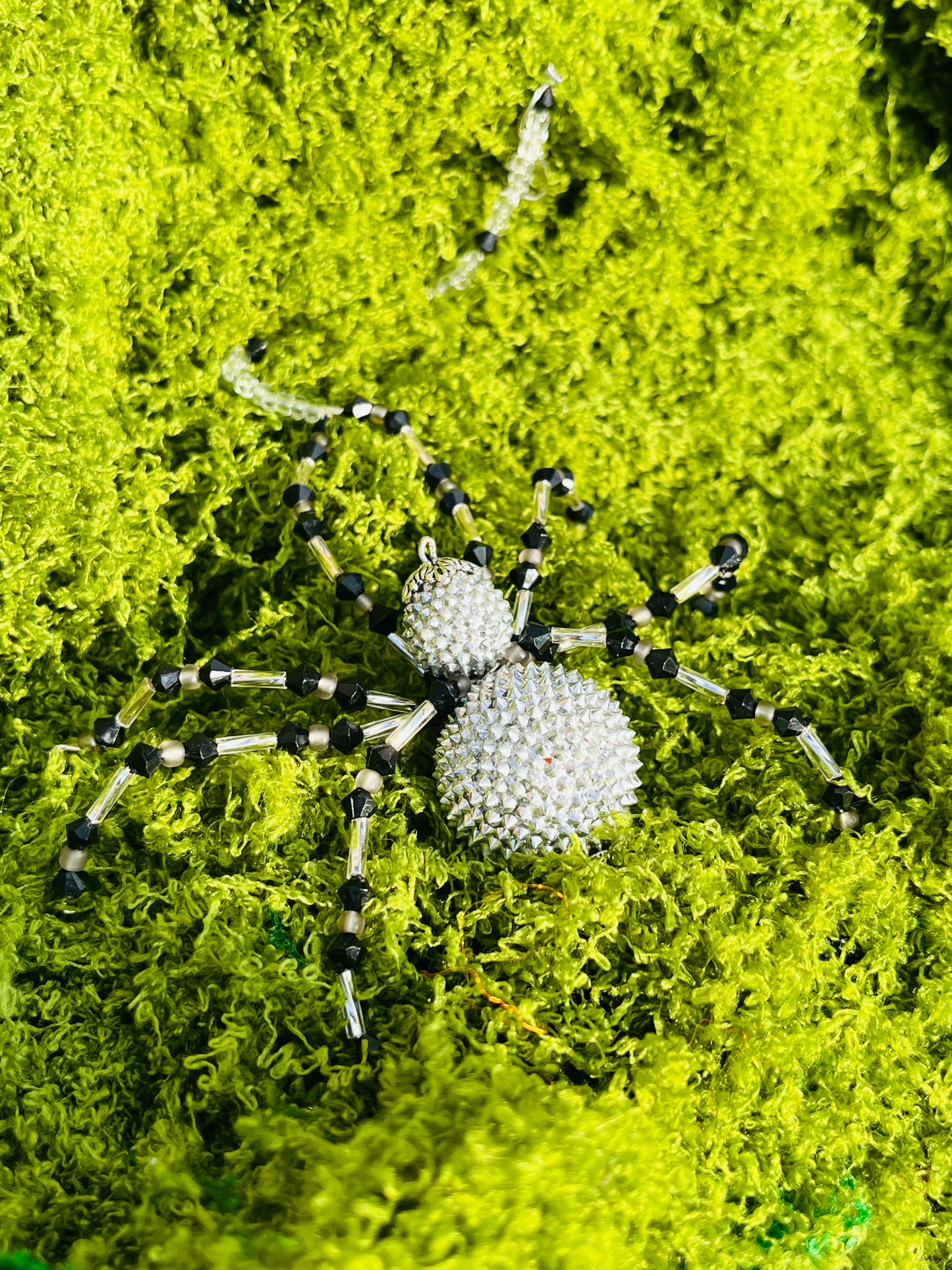 🖤 Handmade Black & Silver Beaded Spider 🖤