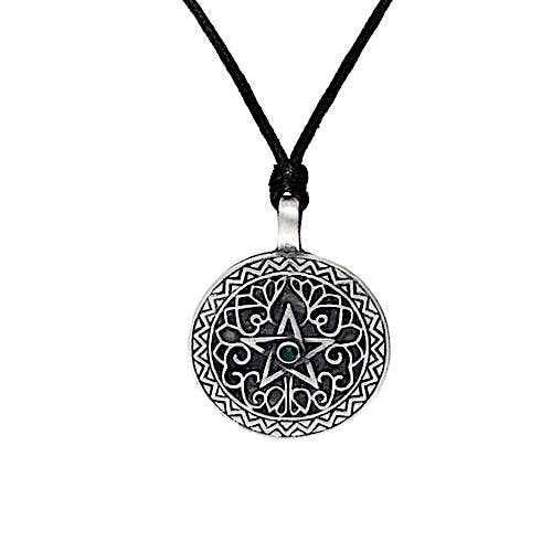 Seeker of Wisdom Pewter Pentagram Amulet Necklace