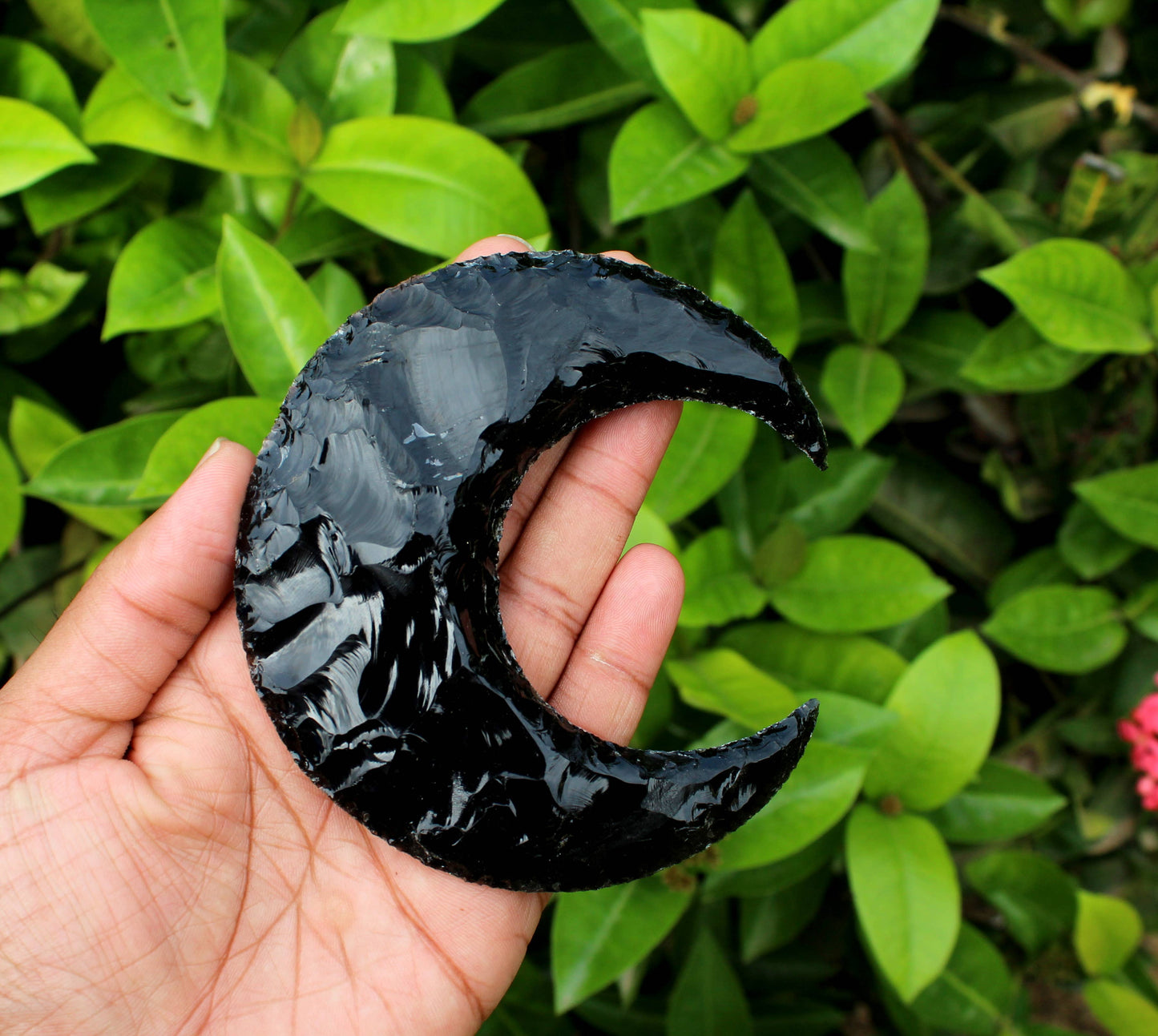 Black Obsidian Crescent Large Moon
