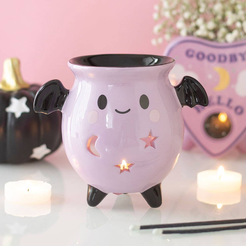 Pastel Bat Brew Gothic Halloween Cauldron Oil Burner