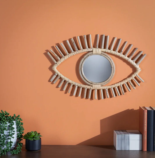 Smalley Rattan Eyeshaped Wall Mirror Natural