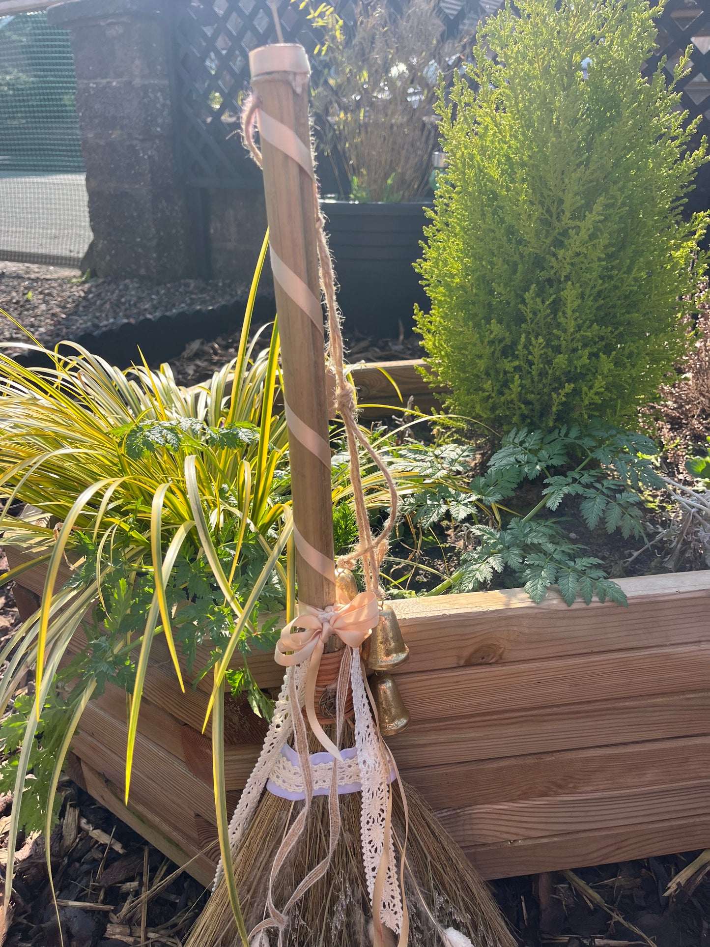Hand decorated besom, gorgeous for anyone’s home!