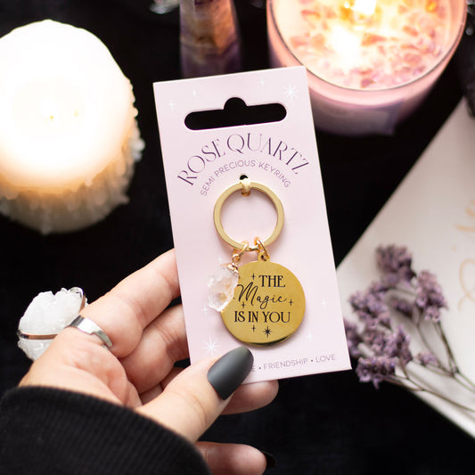The Magic Is in You Rose Quartz Crystal Keyring