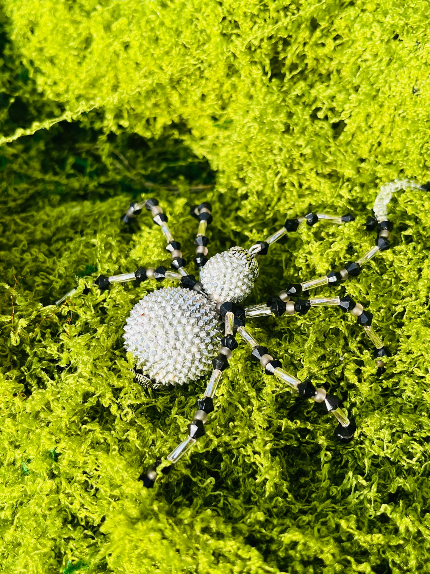 🖤 Handmade Black & Silver Beaded Spider 🖤