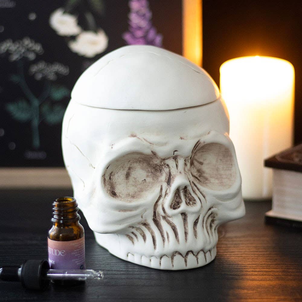 Gothic Weathered Skull Oil Burner and Wax Warmer